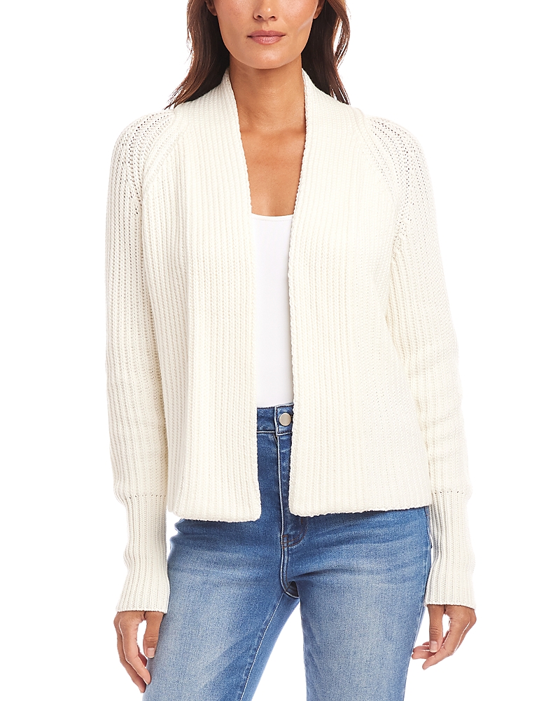 Shop Karen Kane Open Front Ribbed Sweater In Off White