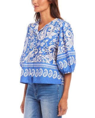 Puffed Sleeve Paisley Print Blouse