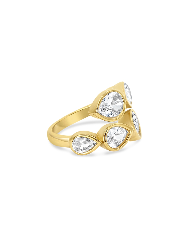 Jackie Mack Designs Cubic Zirconia Bezel Wrap Ring In 18k Gold Plated Stainless Steel In Gold