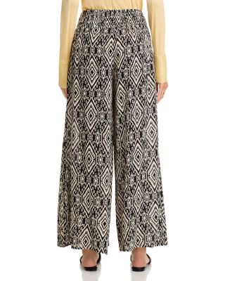Ikat Print Smocked Waist Pants - Exclusive