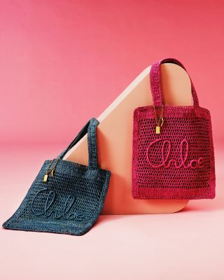 トートバッグ CHLOE Cerulean Blue Raffia Estate Banana Shopping Bag Chloé S901 in Blue | Lyst