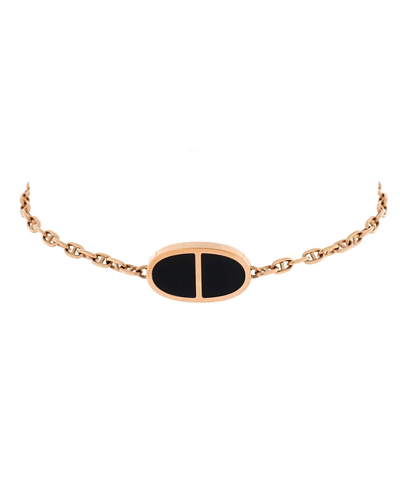 Pre-owned Pre-owned Hermes Hermes Chaine D'ancre Verso Bracelet 18k Rose Gold With Ceramic