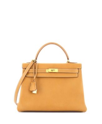 Pre-Owned HERMÈS - Kelly 32 Handbag Brown Ardennes with Gold Hardware
