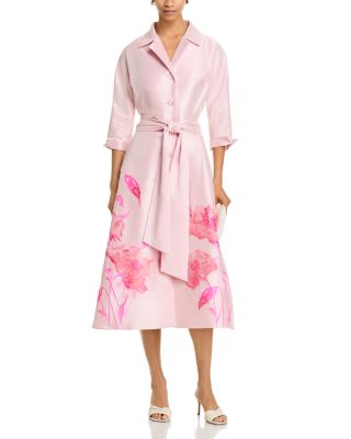 Mikado Floral Print Shirt Dress