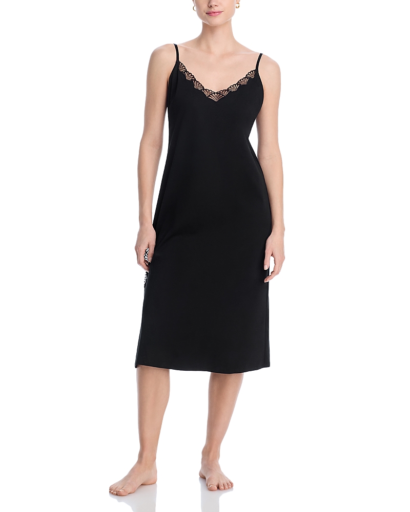 Natori Sonomi Lace Trim Charmeuse Gown