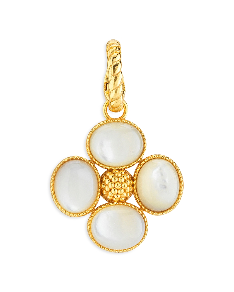 Capucine De Wulf Berry Mother Of Pearl Clover Double Sided Pendant In 18k Gold Plated In Gold