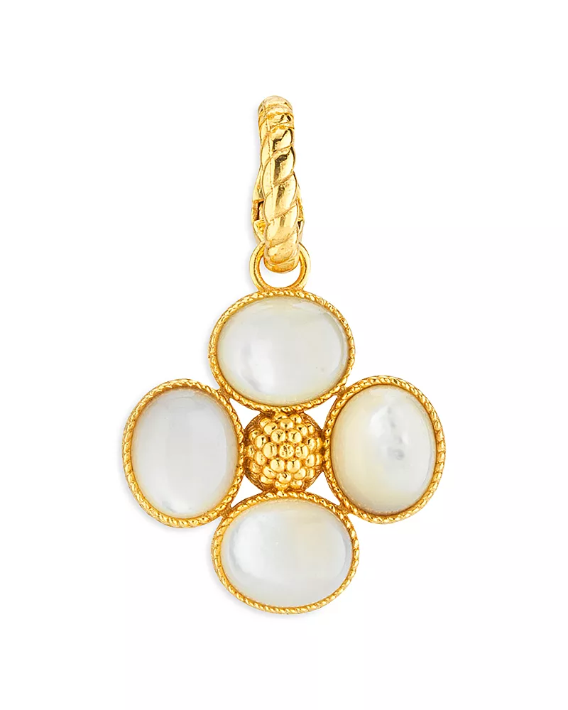 Capucine De Wulf Berry Mother Of Pearl Clover Double Sided Pendant in 18K Gold Plated
