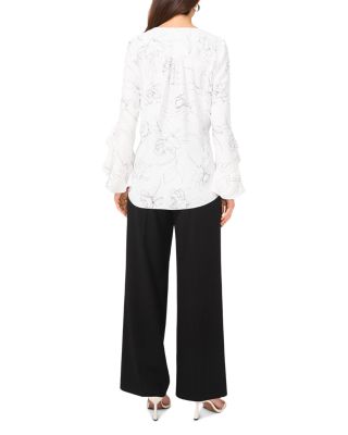 V Neck Flutter Sleeve Blouse