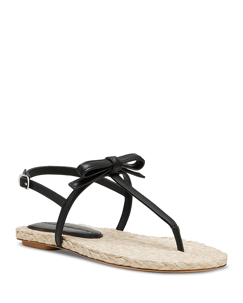 Stuart Weitzman Felicity Espadrillas Thong Sandals In Black/natural