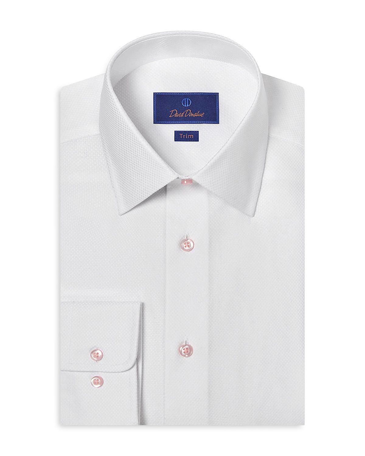 David Donahue Trim Fit Micro Texture Dobby Dress Shirt