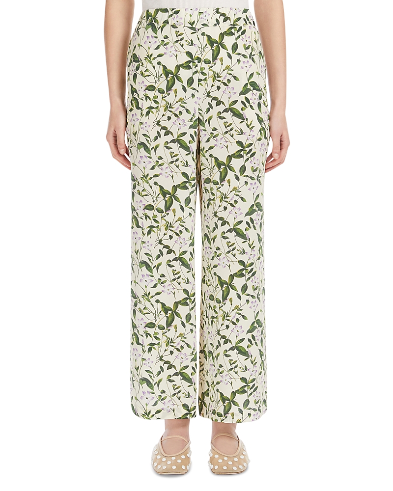 Weekend Max Mara Eusebio Trousers In Printed Silk Twill In Lilac