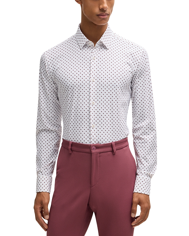 Hugo Boss Hank Kent Slim Fit Button Front Shirt In Dark Pink