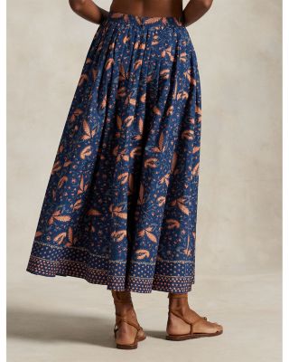 Floral Cotton Poplin A-Line Skirt