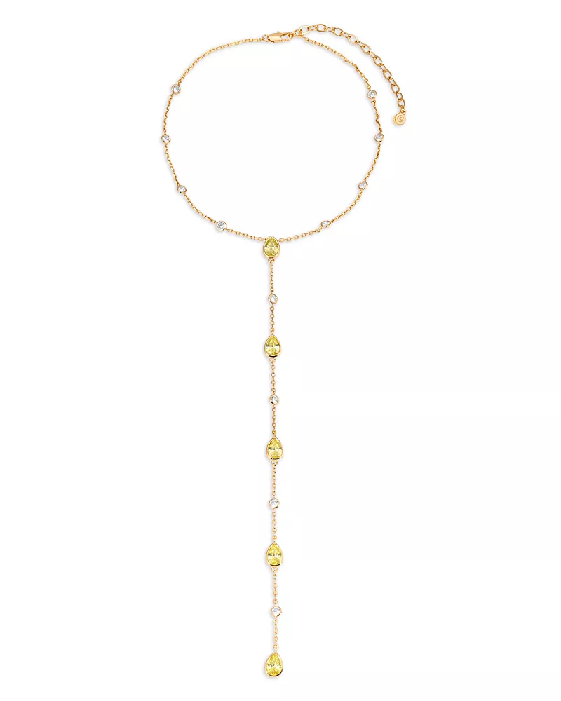Ettika Mixed Cubic Zirconia Lariat Necklace in 18K Gold Plated, 15