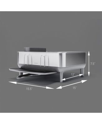 Compact Steel Frame Dish Drying Rack with Swivel Spout Drain