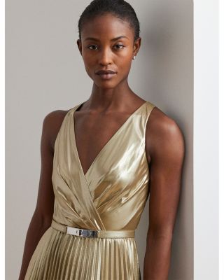 ラルフローレン★Belted llic Chiffon Surplice Gown Ralph Lauren Belted Metallic Chiffon Surplice Gown