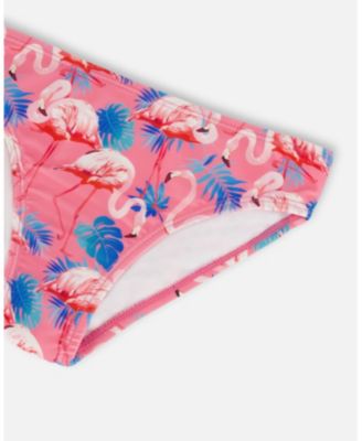 Girls' Printed Two-Piece Swimsuit with Frills - Big Kid