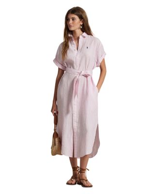 Ralph Lauren - Striped Linen Short Sleeve Shirtdress