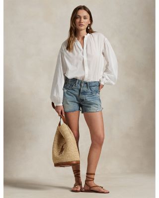 Mid Rise Denim Shorts