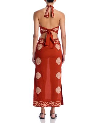 Printed Cut Out Halter Maxi Dress