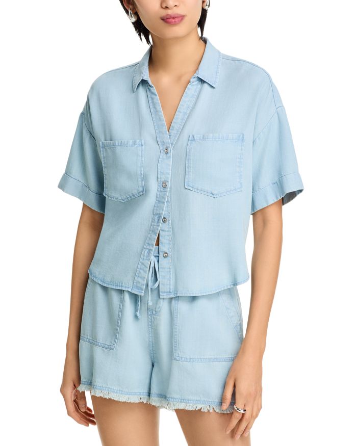 Chambray Button Front Top