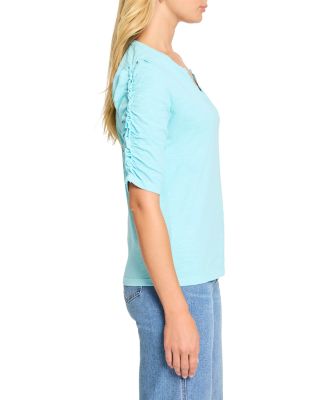 Ruched Elbow Sleeve Top