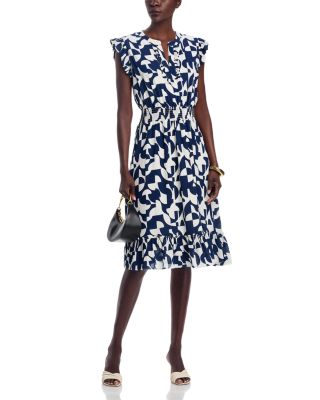 Ruffled Trim Smocked Waist Dress