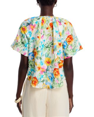 Printed V Neck Blouse 