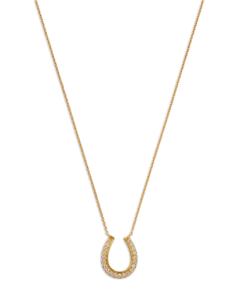 Bloomingdale's Fine Collection Diamond Horseshoe Pendant Necklace in 14K Yellow Gold, 0.25 tcw