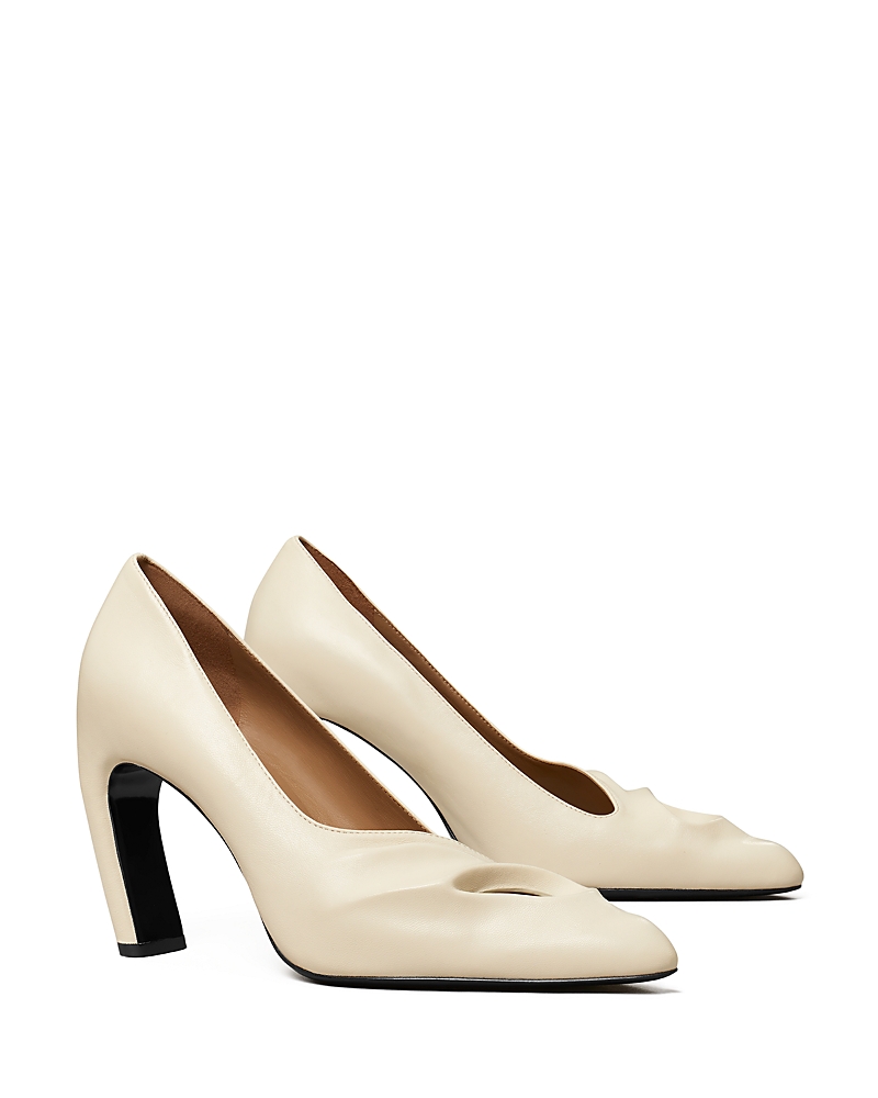 Tory Burch 90mm Sculpted Peep-toe Pumps In Stone Sand