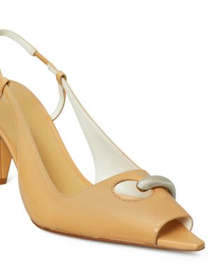 Women's Pierced Peep Toe Slingback Pumps