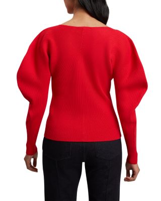 Amelyaa Ribbed Sculpted Sleeve Sweater