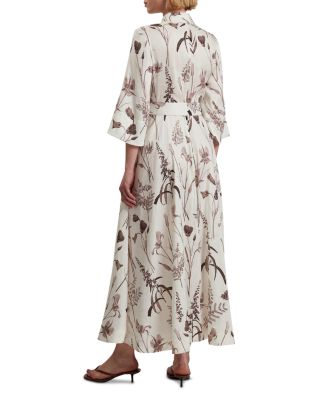 Luwisa Linen Silk Pleated Midi Dress