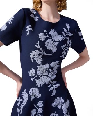 Short Sleeve Floral Jacquard Dress