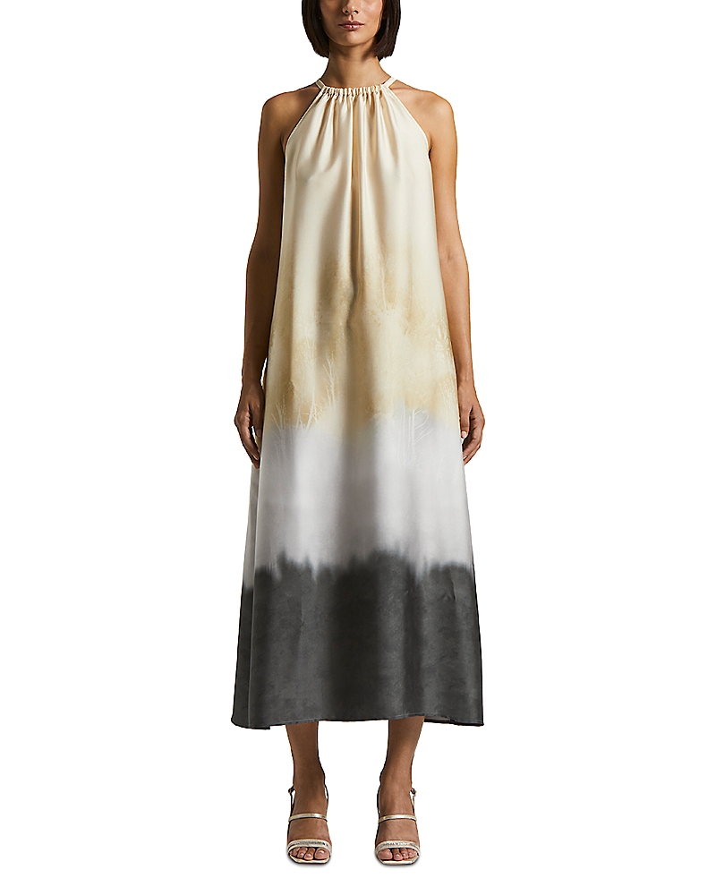 Shop Peserico Printed Halter Dress In Quartz Sand