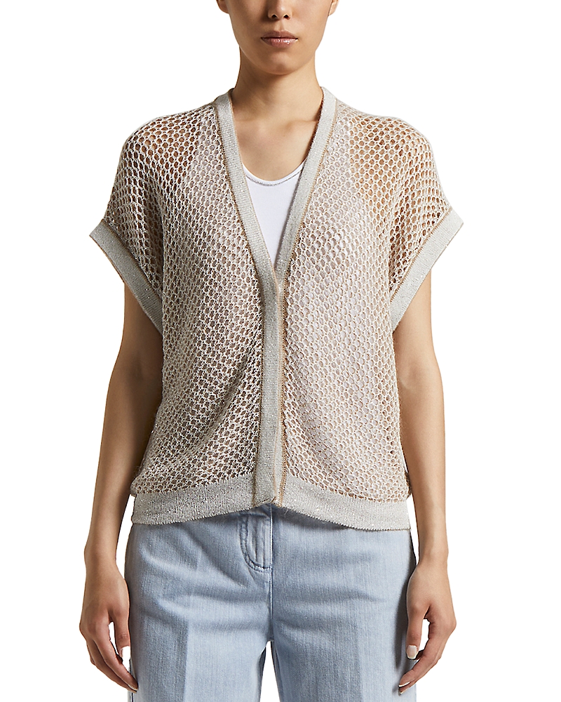 Shop Peserico Knitted Cardigan In Cappuccino