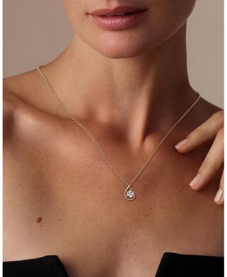  Pear Silhouette Necklace in 14K Gold 1.5ctw Round Brilliant & Pear Lab Created Diamonds