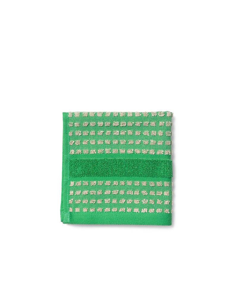 Juna Check Towels Washcloth In Green/sand