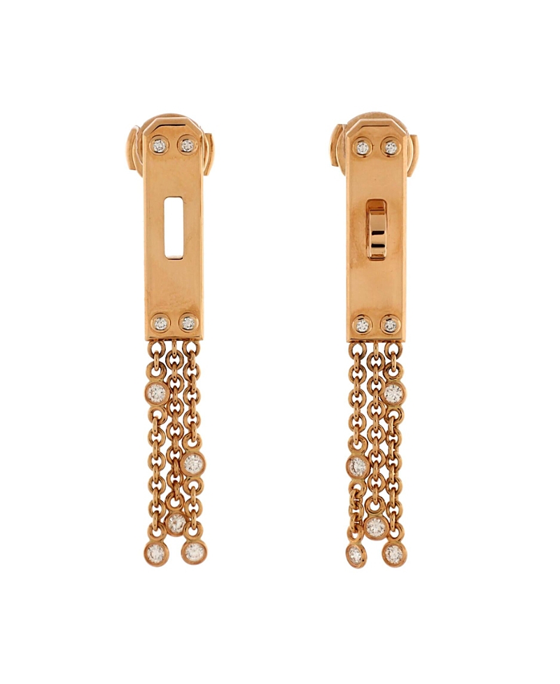 PRE-OWNED HERMES PRE-OWNED HERMES KELLY GAVROCHE DROP EARRINGS 18K ROSE GOLD WITH 18 DIAMONDS