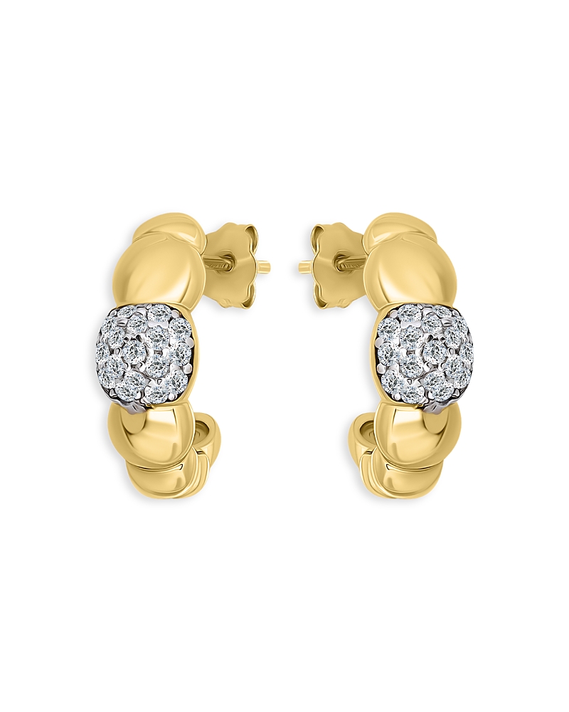 Aqua Croissant Designs Pave Cluster Half Hoop Earrings In 18k Gold Plated Sterling Silver - Exclusive In Gold