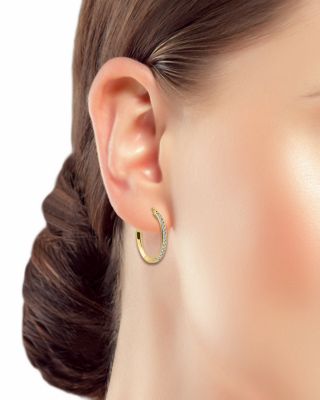 Pav&eacute; Hoop Earrings in 18K Gold Plated Sterling Silver - Exclusive