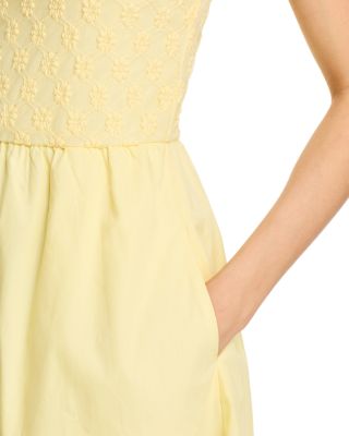 Bryony Yellow Lace Poplin Midi Dress