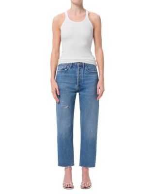90's Crop Mid Rise Straight Jeans in Shrine