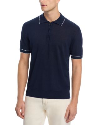 Linen Blend Knit Polo Sweater