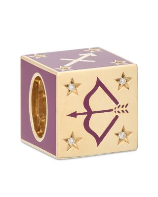 9K Sagittarius Zodiac Diamond & Ceramic Block Big Bead