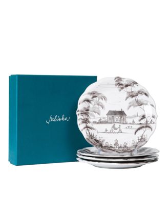 Country Estate Party Plates, Assorted Set of 4