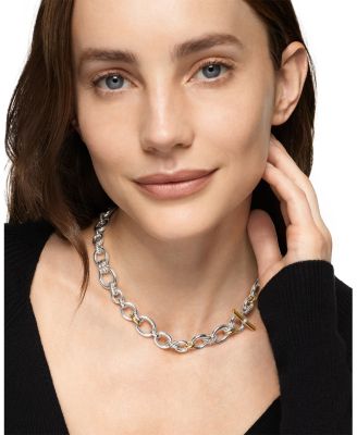 Mercer Chain Necklace in Sterling Silver with 18K Yellow Gold and Diamonds, 8mm