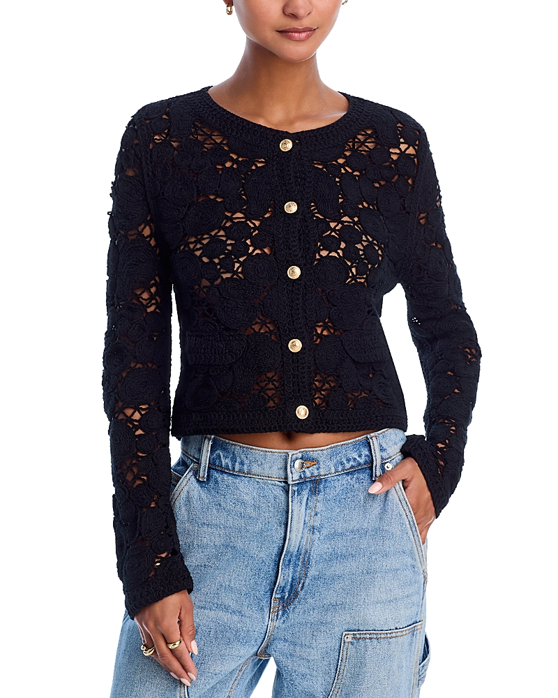 AQUA ROHINI CROCHETED CARDIGAN