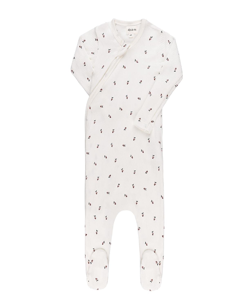 Ely's & Co. Unisex Cotton Ribbed Zipper Footie - Baby In Ivory/plum Berry