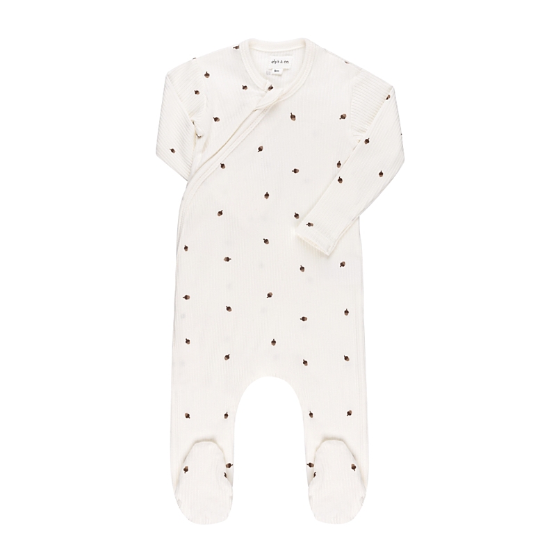 Ely's & Co. Unisex Cotton Ribbed Zipper Footie - Baby In Acorn